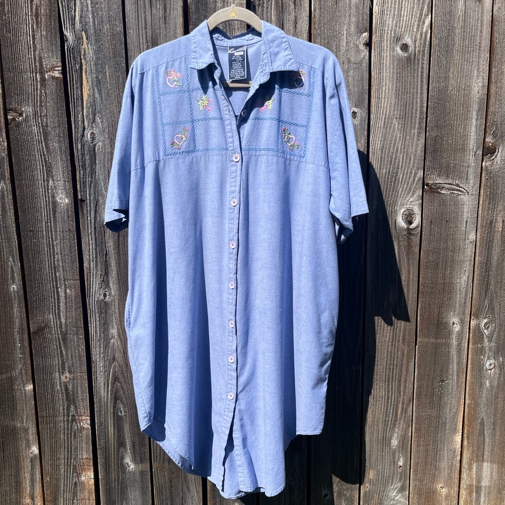 Chandni blue shirt button down dress one size